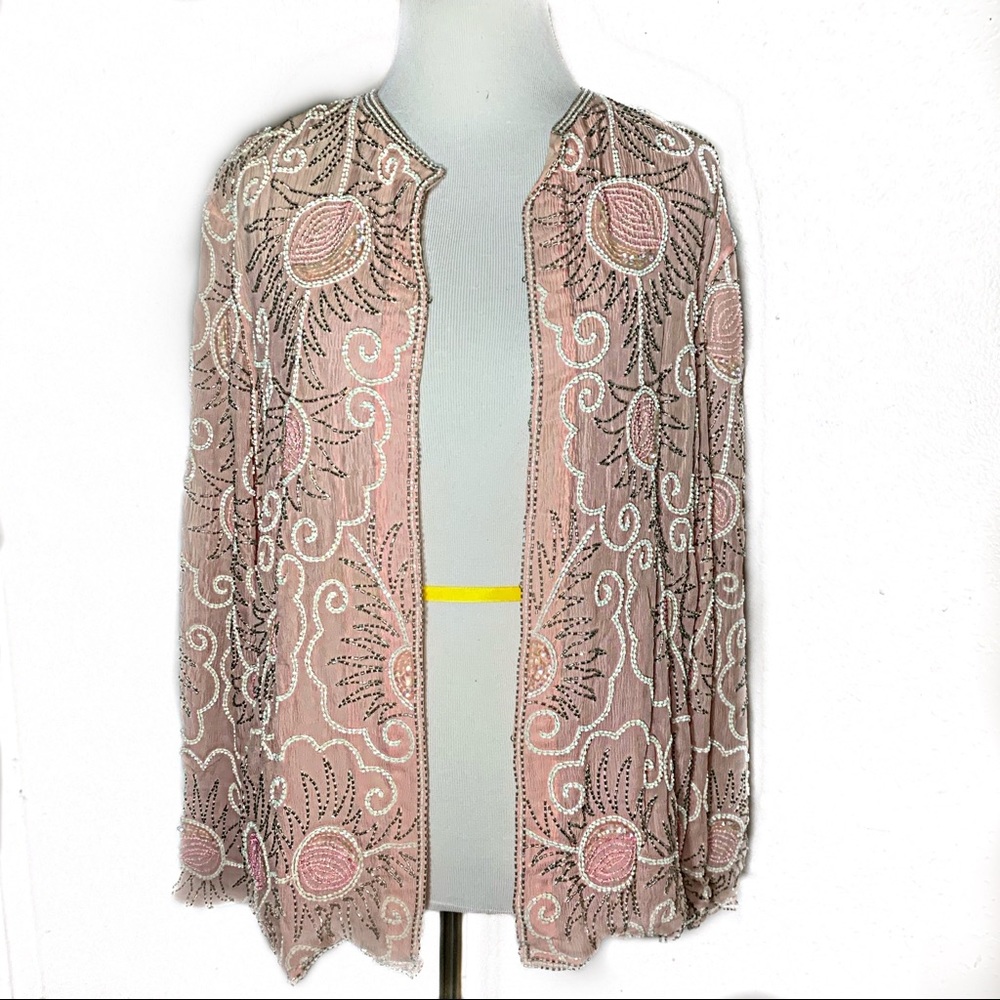 Vintage Baby Pink Beaded Top